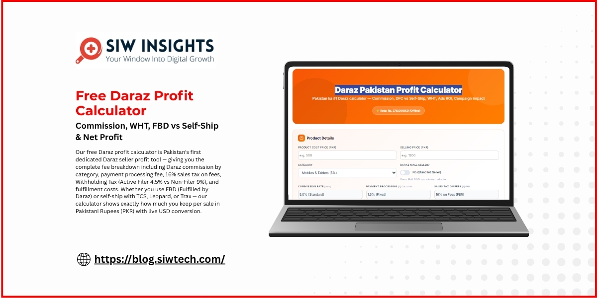 Free Daraz Profit Calculator Pakistan 2026